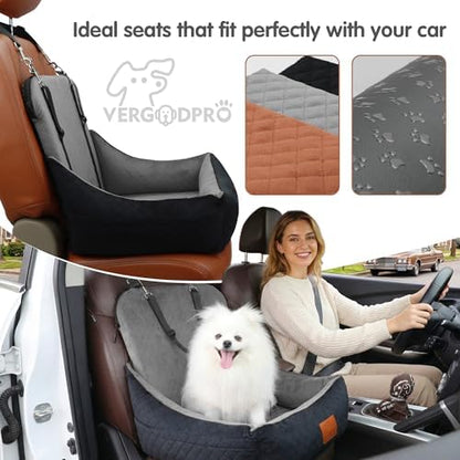 Car Dog Seat,Pet Carseats for Dogs up to 30lbs,Safe and Comfy Puppy Travel Car Bed with Storage Pockets and 2 Safety Belt,Ultra Soft Fabric, Easy to Install,Fully Removable Washable the Covered,Grey - Image 4