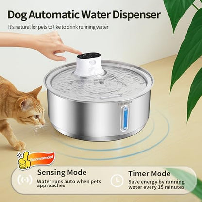 Wireless Dog Water Fountain, 2.1Gal/8L Battery Operated Stainless Steel Pet Water Fountain Motion Sensor Dog Water Bowl Large Cat Bowl Inside with 3 Filters and 2 Ultra Quiet Pumps - Image 5