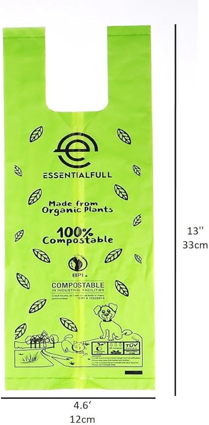 Biodegradable Cat & Dog Bags, Certified Compostable Poop Bags with Handles, 180 Count Refill Rolls, Plant Based and Leak Proof