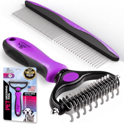 Pat Your Pet Deshedding Brush & Metal Comb Grooming Combo for Cats & Dogs by Pat+Your+Pet