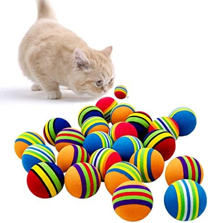 PET SHOW 50pcs 1.4" Interactive Cat Toy Balls for Indoor Cats Colorful Rainbow Soft Foam Kitten Toys Ball for Small Dogs Puppies Quiet Playing Stuff 5 Colors by PETSHOW