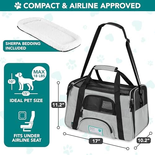 PetAmi Airline Approved Pet Carrier for Cats & Small Dogs, Small Light Gray - Image 2