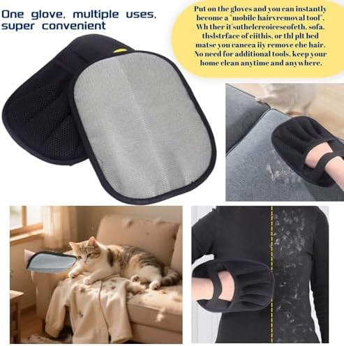Pet Hair Removal Tool, Electrostatic Pet Hair Removal Gloves,Dog and Cat Hair Remover Grooming Gloves Set for Couch, Clothes, Car, Carpet, Bed, Furniture (1 Pack Black) - Image 2