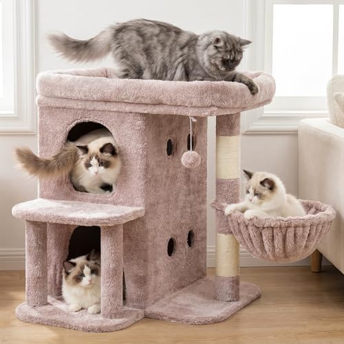 Heybly 25.6" Cat Tree for Large Cats with Big Perch & Dual Condos HCT204SMU - Image 2
