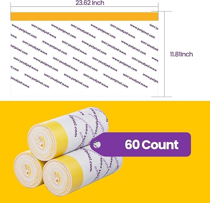 60 Count Litter Box Liners Bags,Compatible with Autoscooper 11 Open-Top Automatic Litter Box,3 Rolls Drawstring Trash Bags,23.62 x 11.81 Inches（3 Packs/60 Counts） - Image 2