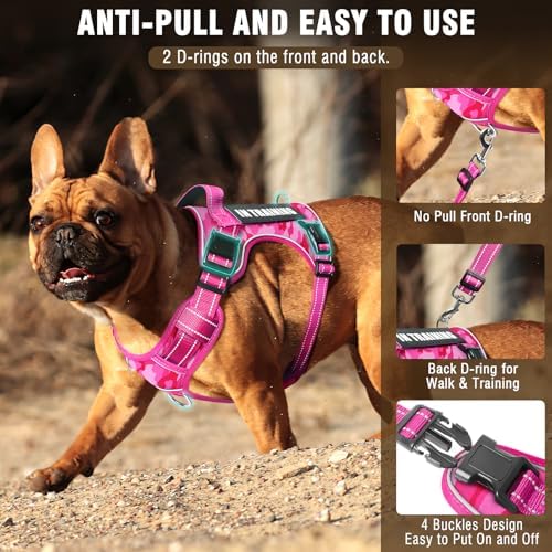 Tactical Service Dog Vest and Leash Set with 10 Patches Camo Pink S - Image 3