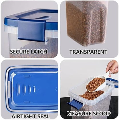 EIwichen Dog and Cat Food Storage Container with Scoop - 5-10 Lbs Pet Food Container with Airtight Lid, Dry Food Bin BPA Free, Kibble Container, for Pet, Cat, Dog, Bird Seed, e - Image 2