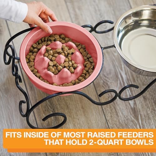 The Niner Slow Feed Bowl - Raised Peaks Slow Down Pets Eating - Fits Elevated Feeders Including Neater Feeder Large Sizes - Gentle on Teeth and Gums - Holds up to 2 Cups (Pink) - Image 5