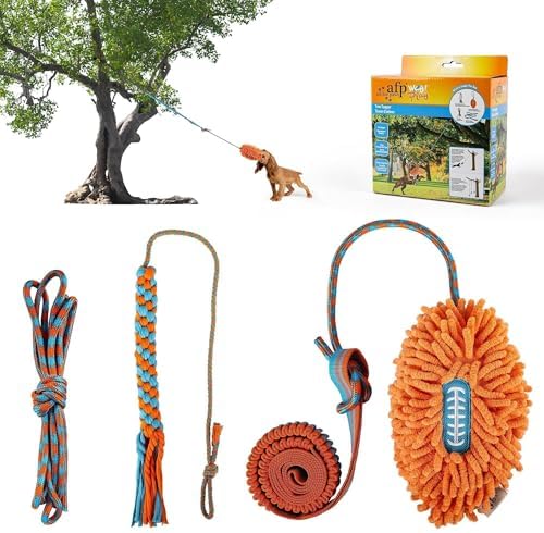 ALL FOR PAWS Dog Bungee Tug Toy, Outdoor Hanging Bungee from Tree for Chase & Tug Fun, Interactive Tug-of-War Toy for Small and Medium Dogs, Bungee Cord with Dog Rope Toy & Soft Chew Toy by Home