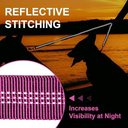 MingXpet Double Dog Leash for Two Dogs, No Pull Dog Leash, 360° Swivel No Tangle for Large Dogs Walking & Training, Shock Absorbing Reflective Bungee, Rose - Image 5