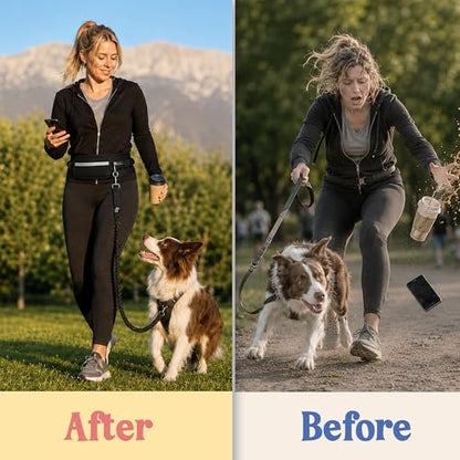 Race&Herd Dog Running Leash Hands Free — 68" Bungee Waist Belt (Onyx) - Image 4