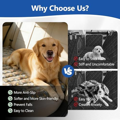 Thickened Dog Bed for Car Back Seat, Upgraded Bottom Non-Slip, Fits Hard Bottom car seat Cover for Dogs, Premium Mixed Color, Dog Car Seat Cover - Image 2