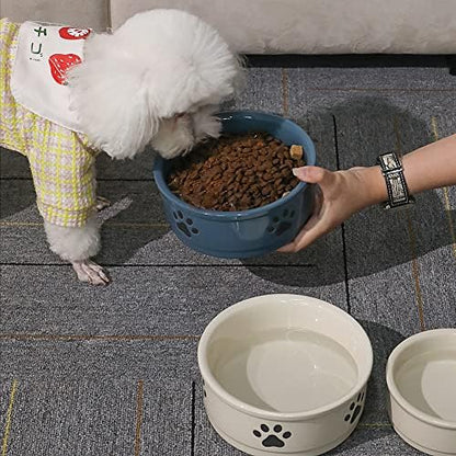 Sweejar Ceramic Dog Bowls with Paw Pattern, Dog Food Dish for Medium Dogs, Porcelain Pet Bowl for Water 35 Fl Oz (Fog Blue) - Image 4