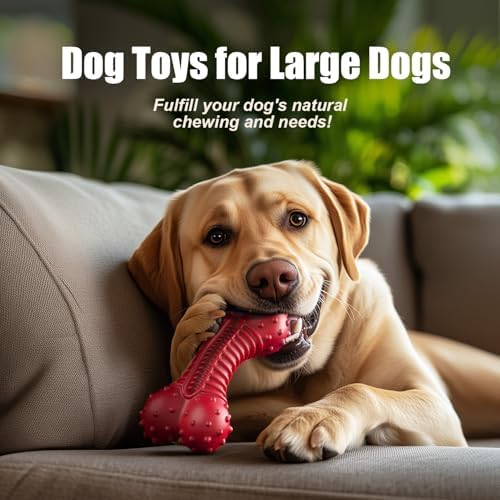 Dog Toys for Aggressive Chewers, Dog Chew Toys for Medium Large Dogs, Durable Natural Rubber Dog Toys with Bacon Flavor, Indestructible Dog Toy, Red - Image 5
