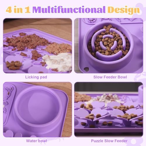 Silicone Lick Mat for Dogs & Cats – Slow Feeder Dog Bowl, Non-Slip Licking Mat for Large & Small Breeds, Puzzle Feeder & Snuffle Mat for Fast Eaters, Interactive Pet Food Mat with Measuring Spoon - Image 4