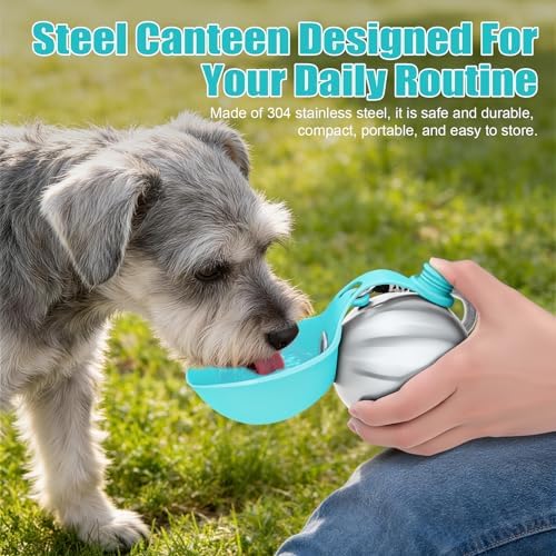 Portable Dog Water Bottle 10oz Stainless Steel Travel Bowl - Image 6