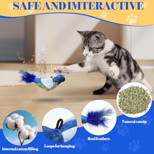 Cat Toys Interactive,3 Pcs Kitten Hanging Toys for Indoor Cats,Flying Bird Toy,Door Frame Cat String Toy for Bored Indoor Adult Cats - Image 4