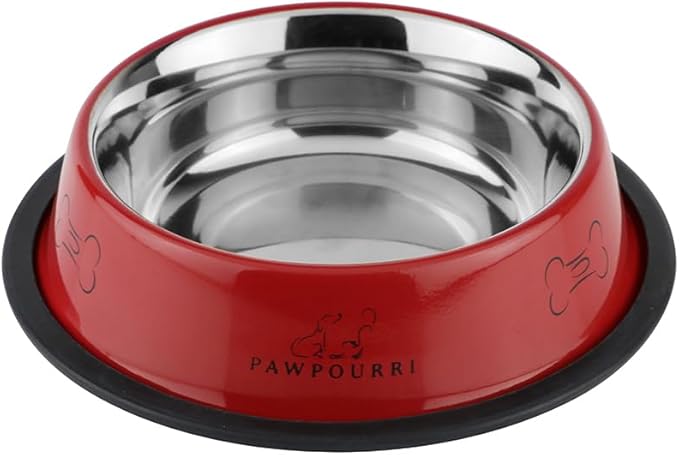 2 Pack Stainless Steel Dog Bowls – 23.6 fl oz Anti-Skid Food & Water Bowls for Small Dogs, Puppies & Cats | Dog Food & Water Bowl | Dog Feeding Bowl (Black & Red)