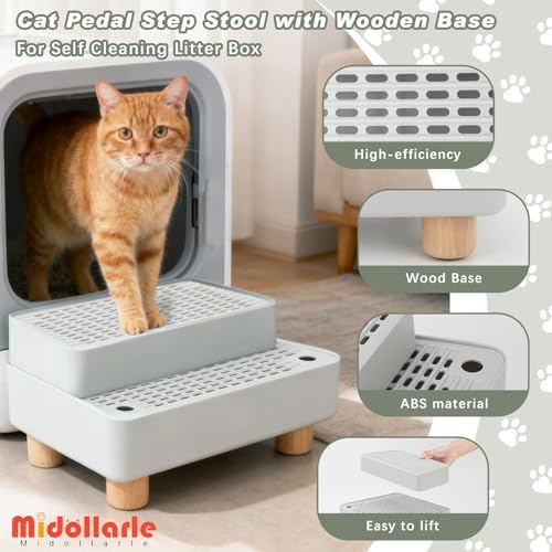 Elevated Cat Ramp for Litter Box, 2-Step Litter Trapper, Grey - Image 2