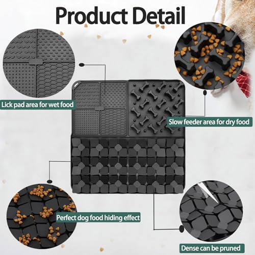 Silicone Snuffle Mat for Dog,Slow Feeder Lick Mat with Suction Cups for Slow Eating,Encourages Natural Foraging Skill,Relieving Stress,Pet Sniffing Mat for Small/Medium/Large Dog Cat (Black) - Image 5