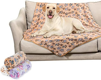 Dono 1 Pack 3 Dog Blankets, Soft Fluffy Fleece Pet Blanket Warm Sleep Mat Paw Print Design Puppy Kitten Throw Blankets Doggy Blanket for Dogs by Dono
