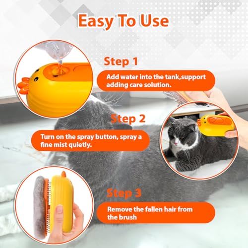 Cat Steam Brush with Release Button, 3 in 1 Pet Spray Water Comb - Image 6