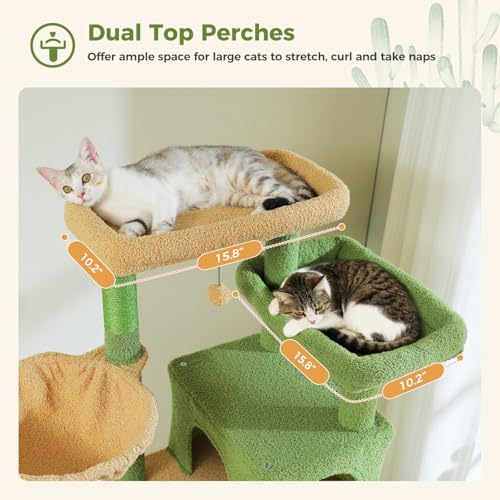69" Cactus Cat Tree for Indoor Cats Large Adult, Multi-Level Cat Tower - Image 4