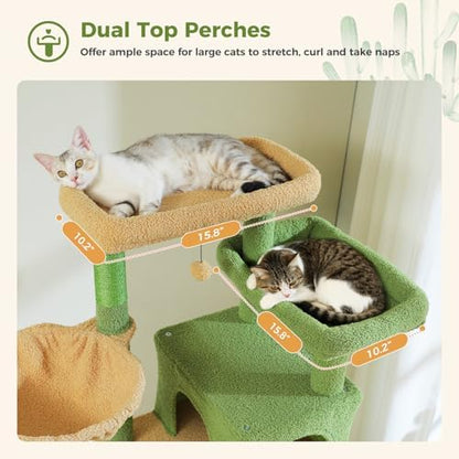69" Cactus Cat Tree for Indoor Cats Large Adult, Multi-Level Cat Tower - Image 4