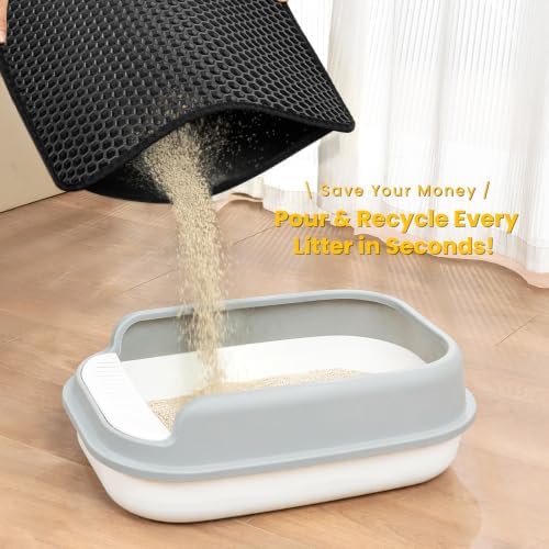 Cat Litter Mat, Upgrade Super Waterproof Back Layer Litter Box Mat, Non Slip, Durable, Soft on Paws Kitty Trapping Matt (46"x35", Black) - Image 5