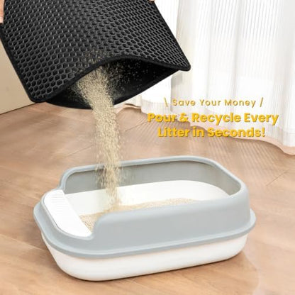 Cat Litter Mat, Upgrade Super Waterproof Back Layer Litter Box Mat, Non Slip, Durable, Soft on Paws Kitty Trapping Matt (46"x35", Black) - Image 5