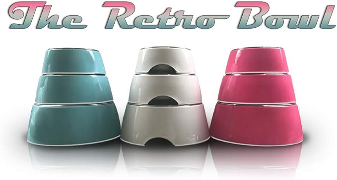 Loving Pets - Retro Bowl Dog Food Water Bowl No Tip Stainless Steel Elevated Pet Bowl No Skid Spill Proof (Small, Pink)