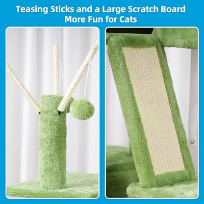 Hey-brother Cat Tree Tower with Padded Platform Bed, Hammock, MPJ019-SGR - Image 5