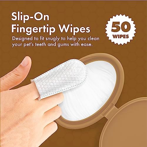 Petkin Fingertip Tooth Wipes for Dogs and Cats, 50 Finger Wipes - Slip-On, Snug Fit, Micro-Bristle Fabric - Cleans Teeth, Gums, Plaque & Tartar - Convenient, Ideal for Home and Travel - Peanut Butter - Image 4