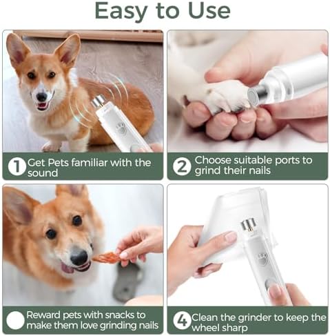 VIWIK Dog Nail Grinder, 2-Speed Rechargeable Dog Nail Trimmers for Large Medium & Small Dogs, Upgrade Professional Electric Pet Paws Nail Grinder, Quiet Puppy Grooming Tool Cat Dog Nail Dremel White - Image 6