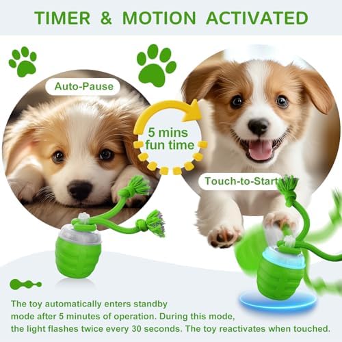 Interactive Dog Toy, [Newly Upgraded] Motion Activated Rolling Ball for Small Dogs, Automatic Moving Dogs Ball for Boredom, USB Rechargeable(Green) - Image 4
