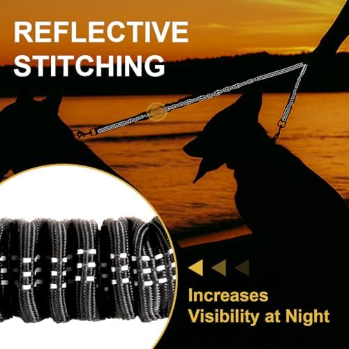 MingXpet 2 Dog Leash, Dog Leash for 2 Dogs, 360° Swivel No Tangle Double Walking Training Leashes for Large Dogs that Pull, Comfortable Shock Absorbing Reflective Bungee, Black - Image 5