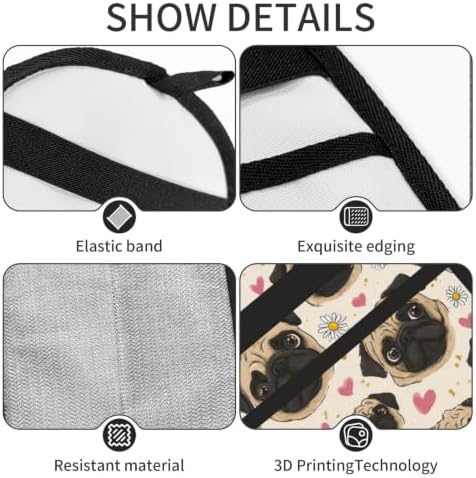 Pug Dog Face Pink Heart Daisy Flower Pet Hair Removal Glove For Cats Dogs - Image 5