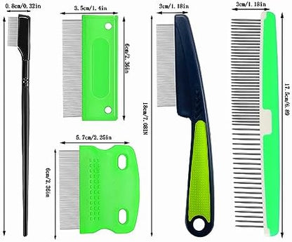 5 Pieces Pet Grooming Comb, Pet Hair Comb Rubber Handle Dog Hair Comb, Dog Eye Combs Pet Grooming Comb Flea Comb for Dog/Cat/Small Pets Removing Eye Mucus, Removes Knots, Mats and Tangles - Image 2