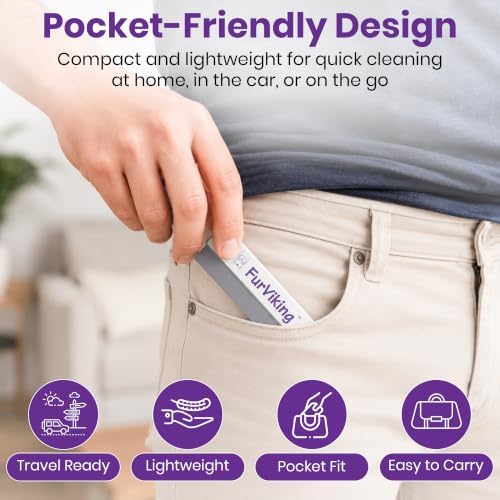FurViking Pet Hair Remover 3.7” – Dog & Cat Hair Remover for Car, Couch, Carpet, Bed & Furniture – Reusable Dual-Blade Fur Scraper for Fabrics, Upholstery & Auto Interior - Image 7