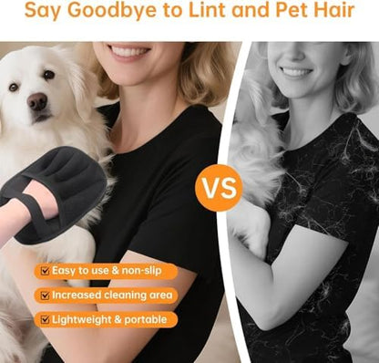 Magic Brush Pet Hair Remover Glove,Upgraded 5-Finger Electrostatic Pet Hair Removal Gloves for Couch, Carpet, Car Seat, Bedding, Furniture, Laundry,Reusable Animal Fur Removal Tool (Black-2PCS) - Image 5