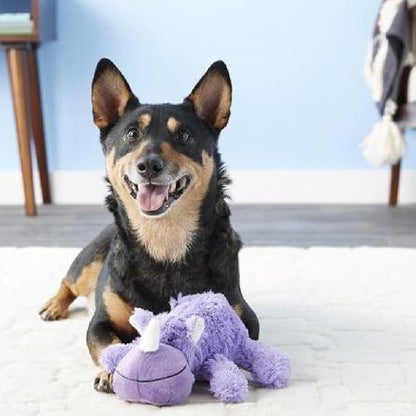 KONG Cozie Plush Dog Toys 2 Pack – Durable & Soft Squeaky Toys for Medium Dogs – Assorted Animal Characters (Rosie The Rhino)
