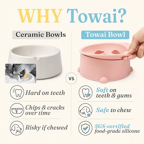 Cat Slow Feeder Bowl, Raised Slow Feeder Cat Bowl for Dry and Wet Food, Elevated Slow Feeder Dog Bowls Small Breed and Puppy, BPA Free Silicone Bowl, Heights Adjustable, Microwave & Dishwasher Safe - Image 4