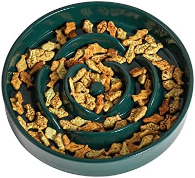 8.66 in Green Ceramic Slow Feeder Dog Bowl for Medium and Large Breed,Pet Feeding Dog Food Water Dish Heavy Weighted,Puppy Bowl for Fast Eaters,Puzzle Slow Eating Dish Modern Cute - Image 5