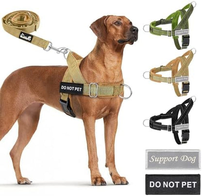 SlowTon No Pull Dog Harness and Leash Set - Heavy Duty, Soft Padded by SlowTon
