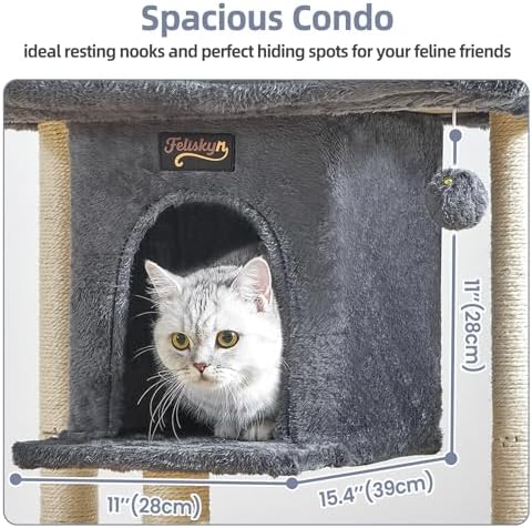 Cat Tree Tower Scratching Post for Indoor Large Adult Cats with Perch Bed - Image 4