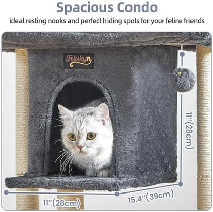 Cat Tree Tower Scratching Post for Indoor Large Adult Cats with Perch Bed - Image 4