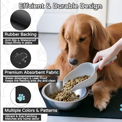 Dog Cat Food Mat, Absorbent Pet Feeding Mat for Food and Water Bowl - Image 4