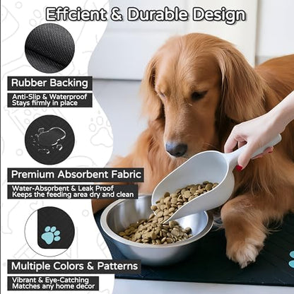 Dog Cat Food Mat, Absorbent Pet Feeding Mat for Food and Water Bowl - Image 4