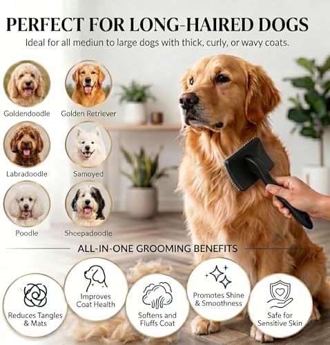 Slicker Brush for Dog, Doodles, Poodles & Long Haired Cats, Black - Image 6