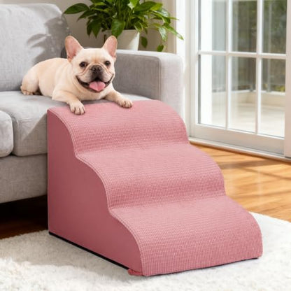 Dog Stairs for Small Dogs, 3-Step Pink Pet Ramp for Couch, Cats & Puppies - Image 7